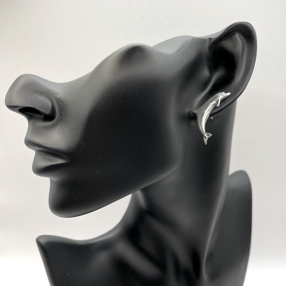 Sterling Silver Single Dolphin Earring - Picture 2 of 10
